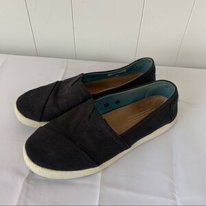Black Slip On Sneakers Toms Avalon Shoes Low Canvas Loafers Sz 7